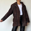 Brown leather hooded jacket