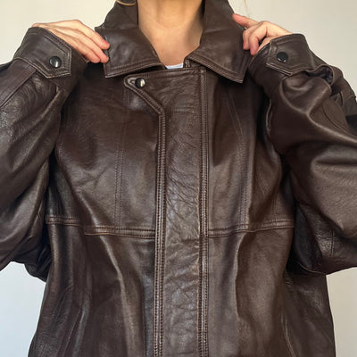 Vintage Brown Bomber leather jacket