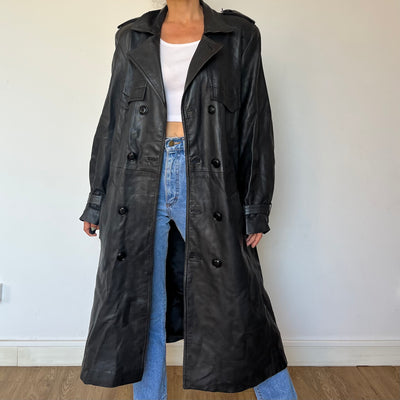 Black Leather Trench Coat