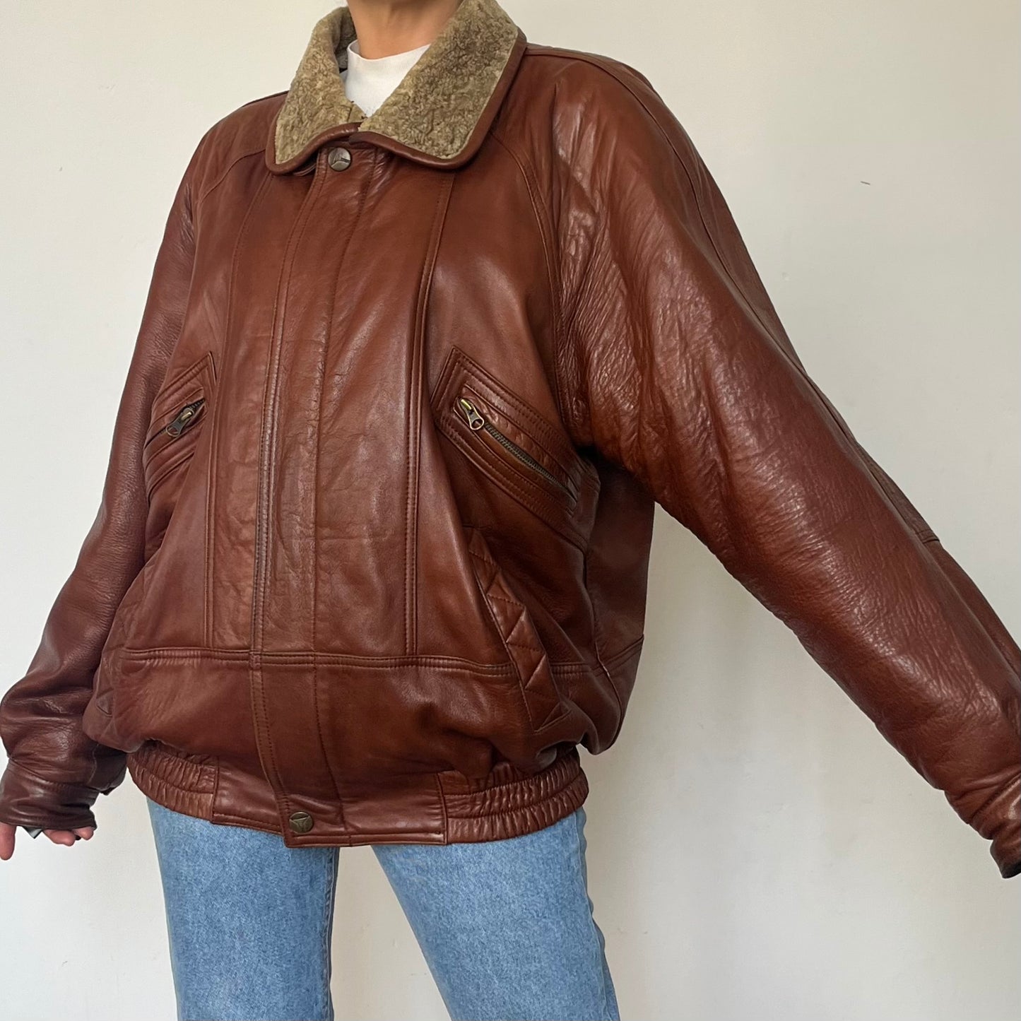 Vintage Aviator Sherpa bomber Jacket