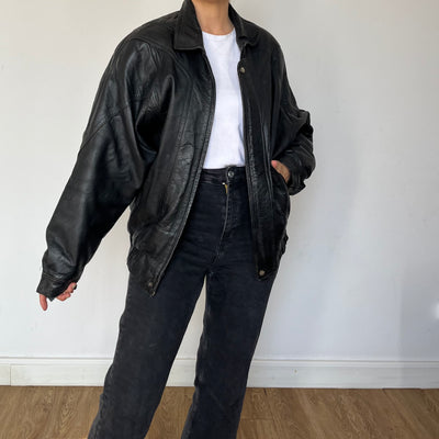 Black Bomber leather jacket