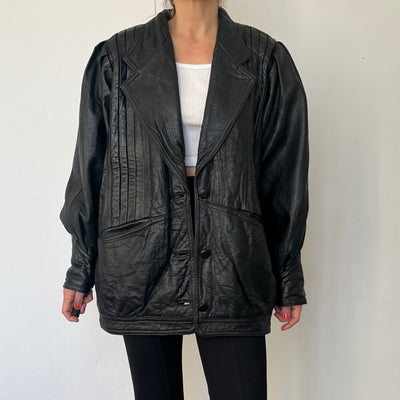 Vintage Balloon Sleeves Thick leather jacket