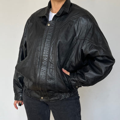 Black Bomber leather jacket