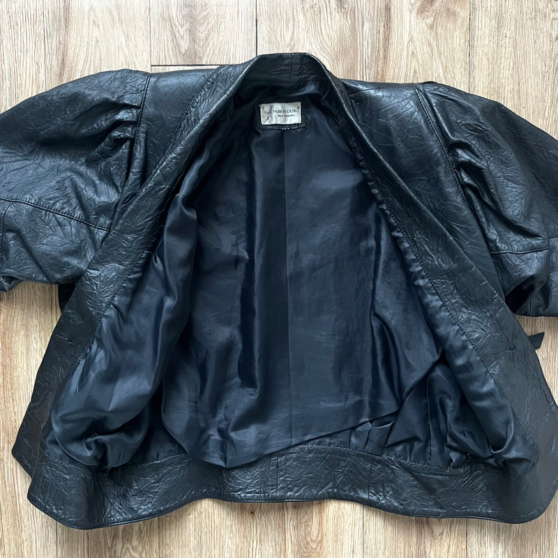 Vintage crop Leather Jacket