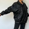 Vintage Black Leather Bomber Jacket