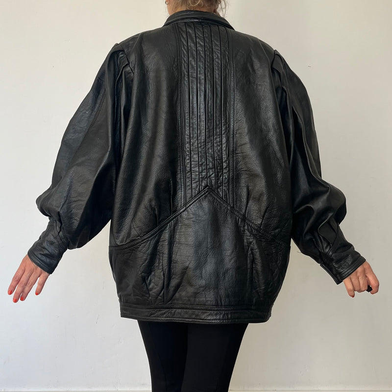 Vintage Balloon Sleeves Thick leather jacket