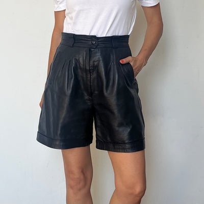 Black Leather Bermudas