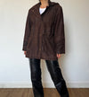 Brown leather hooded jacket