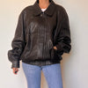 Vintage Brown Leather Bomber Jacket