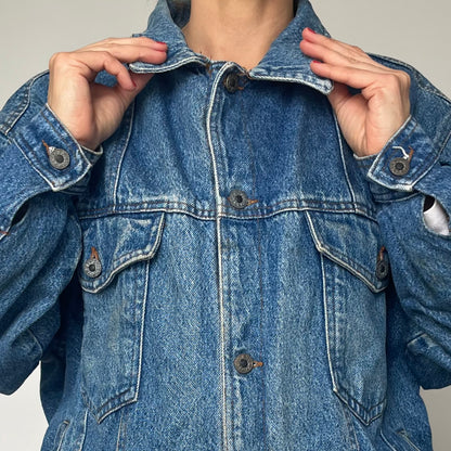 Vintage bomber blue Denim cotton jacket