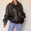 Vintage Brown Leather Bomber Jacket