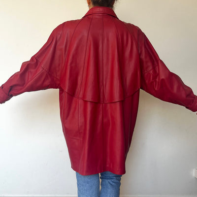 Vintage Oversized Red leather jacket