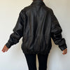 Vintage Black Leather Bomber Jacket