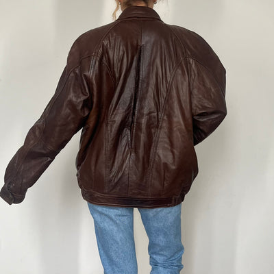 Vintage brown leather Bomber jacket