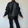 Vintage Black Leather Bomber Jacket