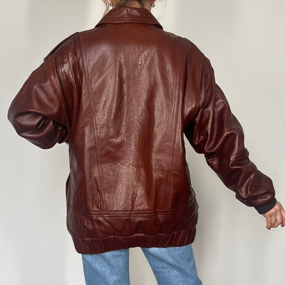 Vintage Burgundy Bomber Jacket