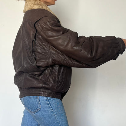 Vintage Aviator Sherpa Brown Leather bomber