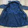 Vintage dark blue leather Long Trench Coat