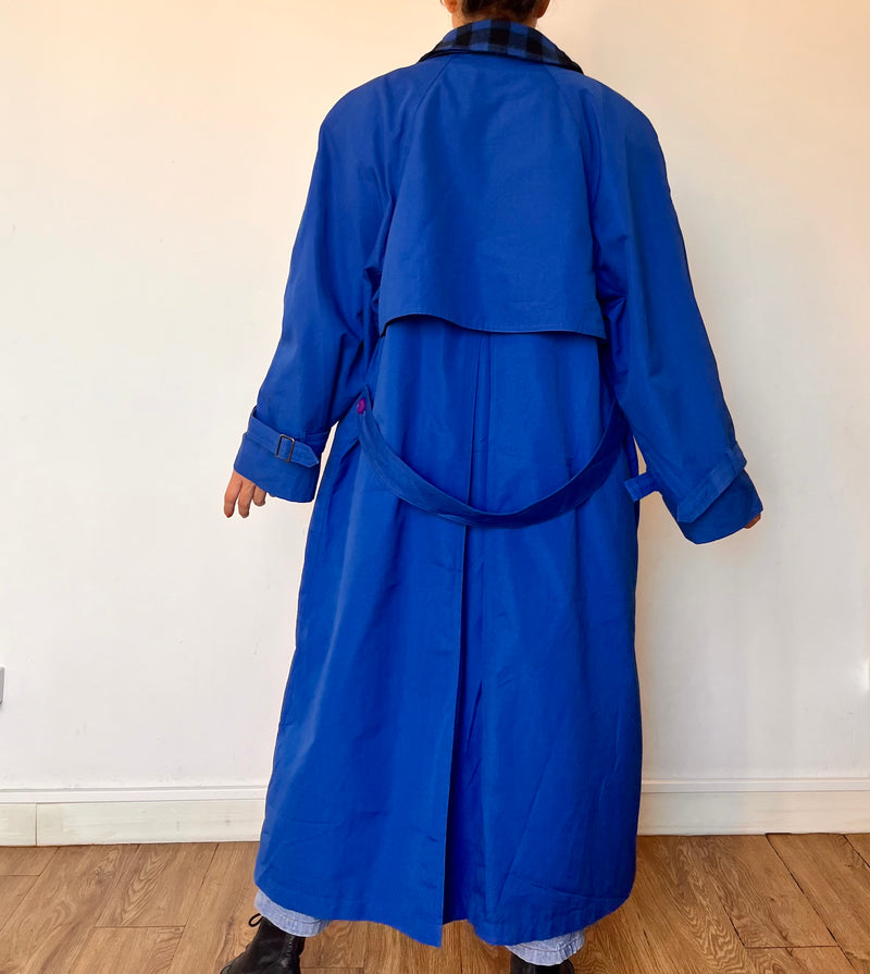 Vintage electric blue Long Trench Coat