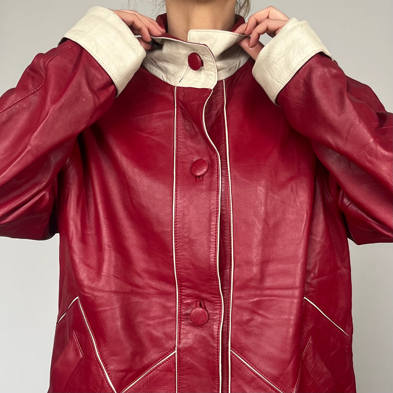 Vintage Red & White leather jacket