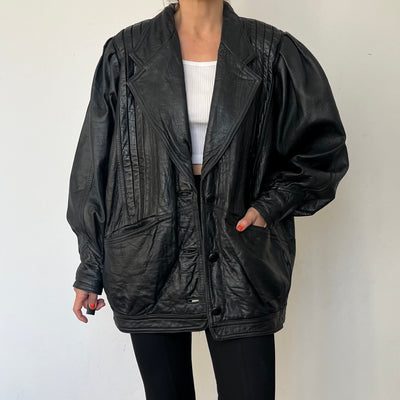 Vintage Balloon Sleeves Thick leather jacket