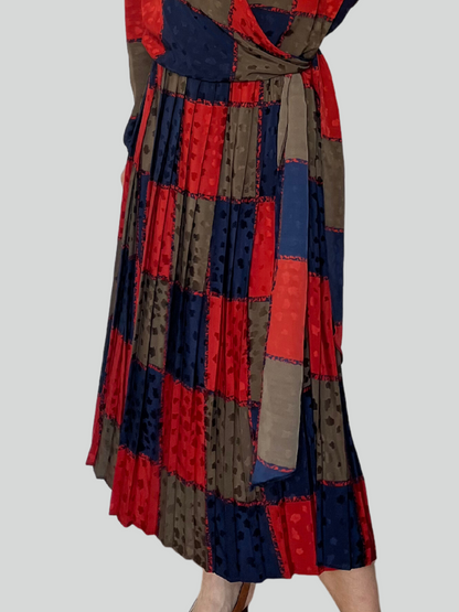 Vintage Wrap Plaid Dress
