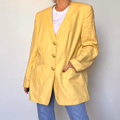 Vintage yellow linen Blazer