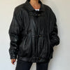 Vintage Black Leather Bomber Jacket