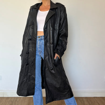 Black Leather Trench Coat