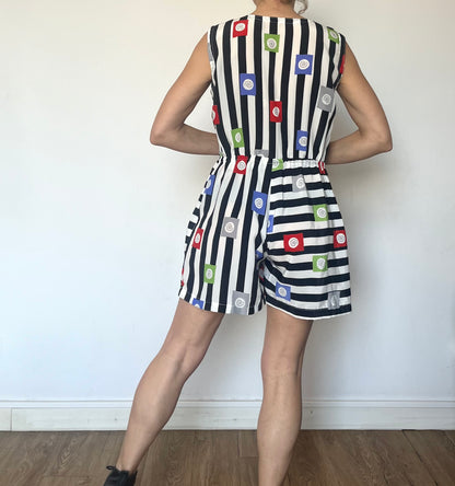 Vintage striped Romper with pockets