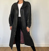 Vintage Black Leather long Overcoat