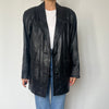 Vintage Black Leather Blazer Jacket