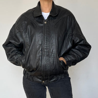 Black Bomber leather jacket