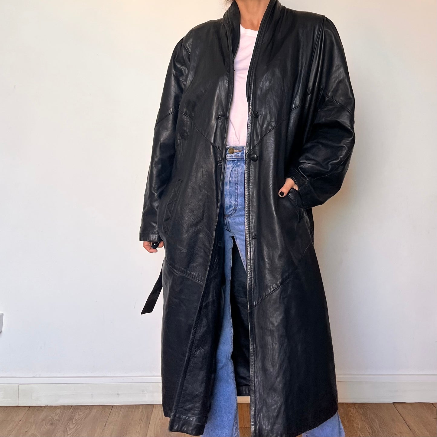 Vintage long trench coat with belt