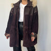 Vintage Burgundy leather hooded jacket