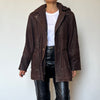 Brown leather hooded jacket