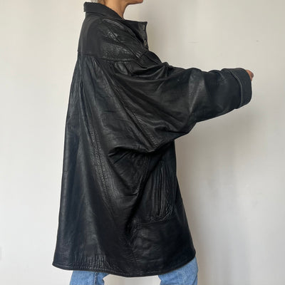 Vintage Batwing black Leather coat