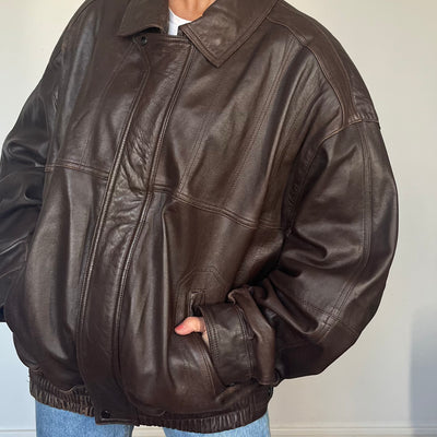 Vintage Brown Bomber leather jacket