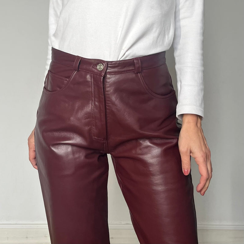 Burgundy Leather trousers