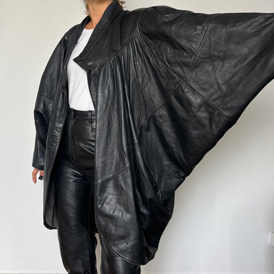 Batwing black Leather jacket