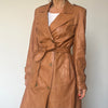 Vintage leather Long Trench Coat