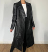 Vintage Black Leather Trench Coat