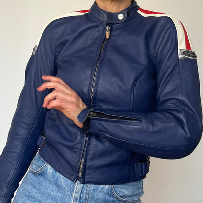 Vintage crop moto leather jacket