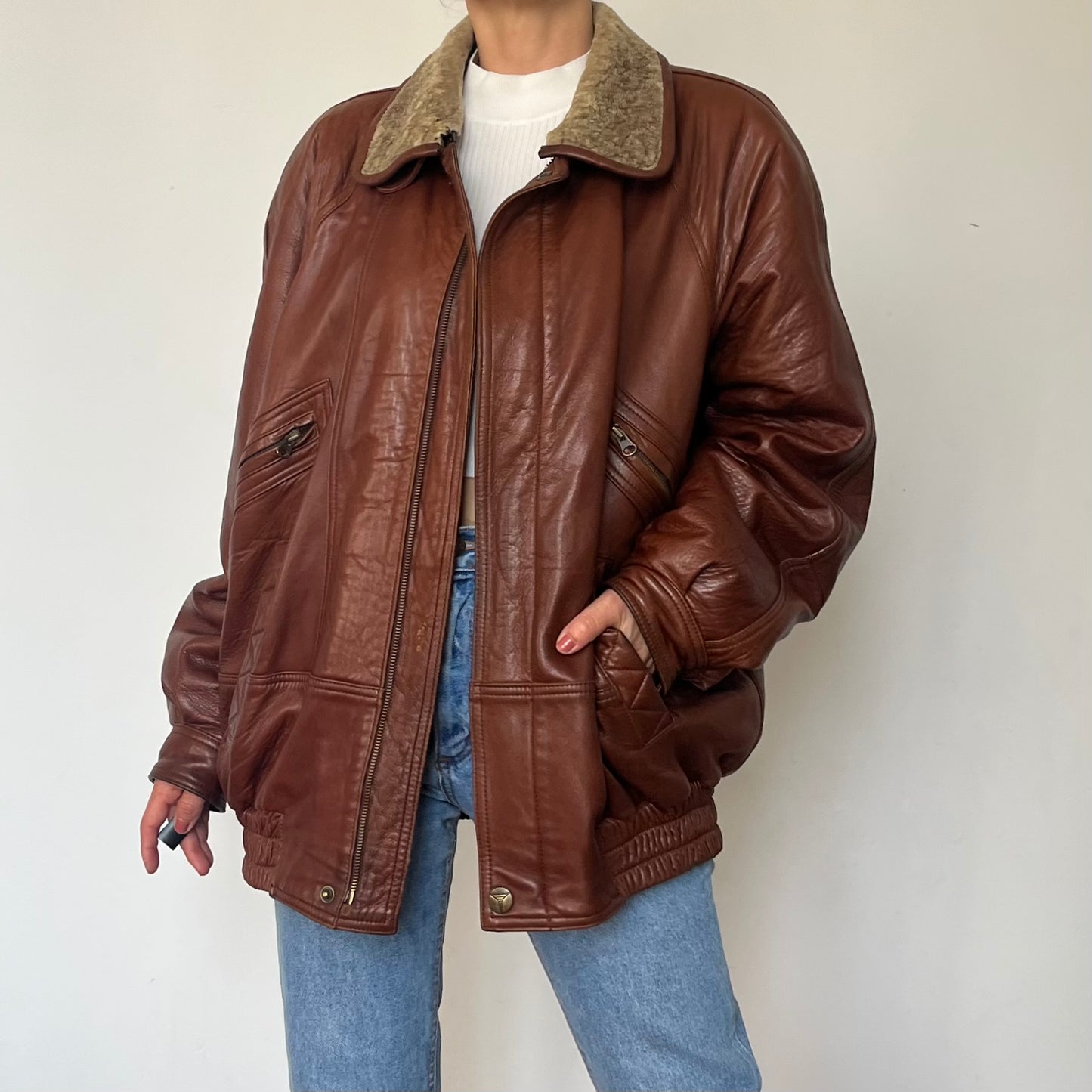 Vintage Aviator Sherpa bomber Jacket