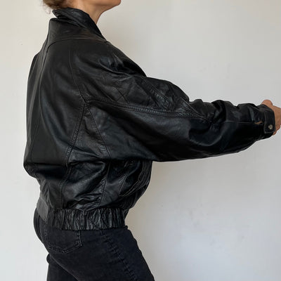 Black Bomber leather jacket