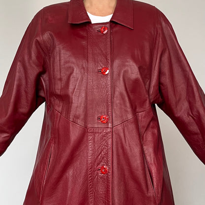 Vintage Burgundy leather trench