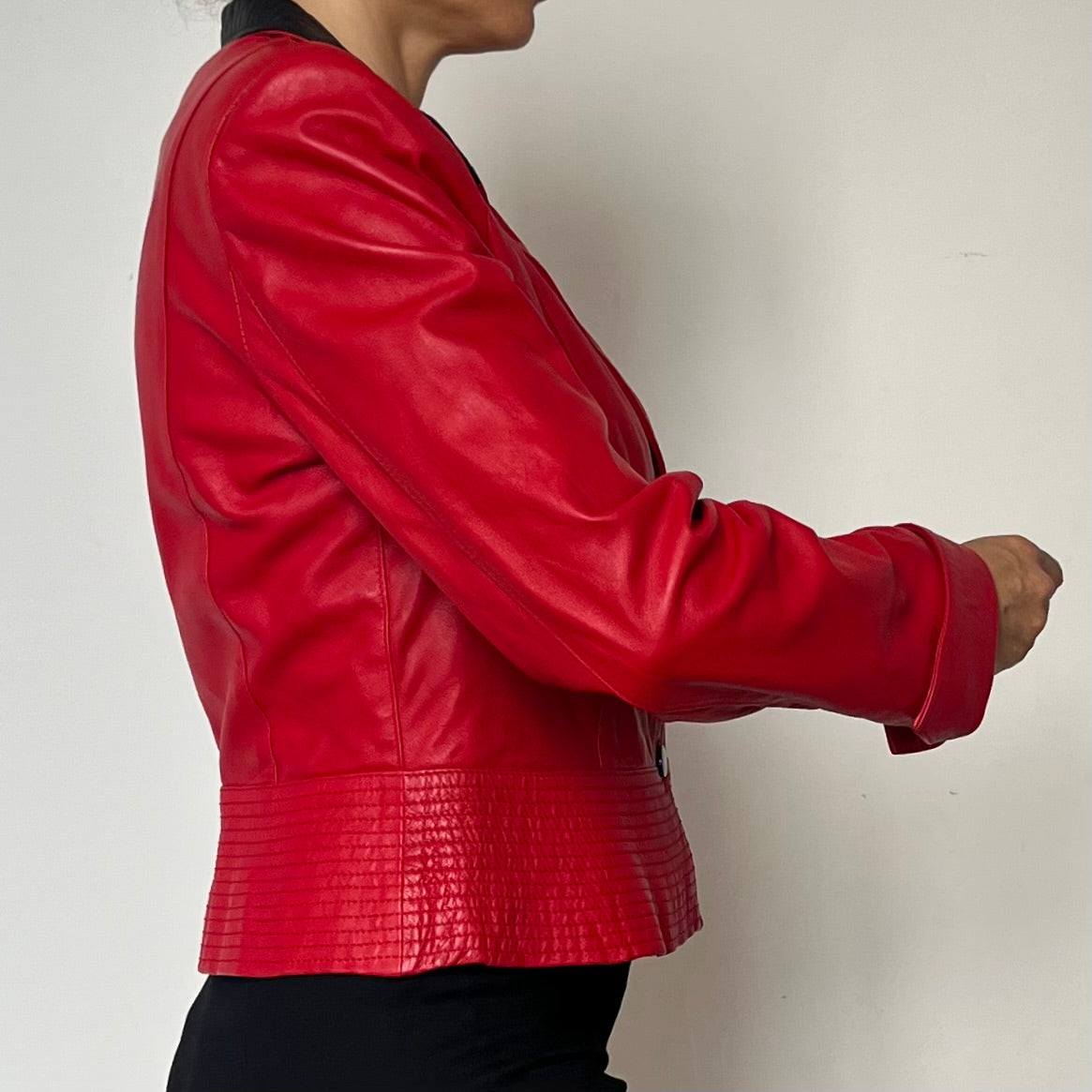 Vintage crop leather blazer
