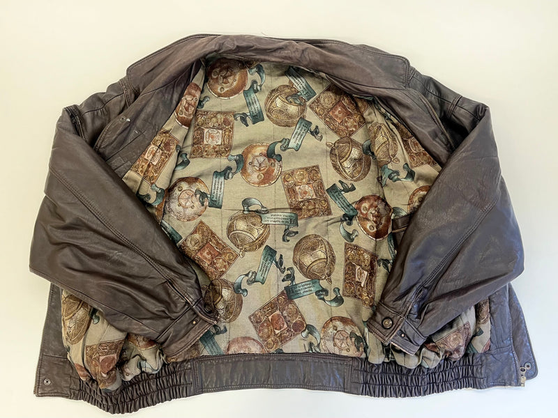 Vintage Brown Leather Bomber Jacket