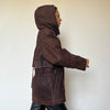 Brown leather hooded jacket