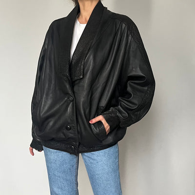 Vintage Smoking black leather jacket